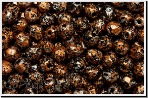 B�hm. Glasschliffperle, feuerpol., 4mm, black, op., copper, tweedy, 50 Stk.
