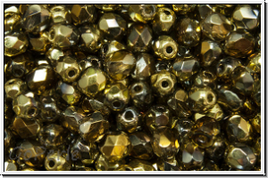 B�hm. Glasschliffperle, feuerpol., 4mm, crystal, trans., california nights, 50 Stk.