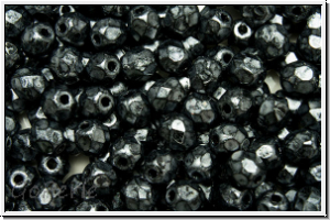 B�hm. Glasschliffperle, feuerpol., 4mm, hematite, met., antique, 50 Stk.