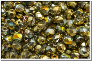 B�hm. Glasschliffperle, feuerpol., 4mm, crystal, trans., california sun, 50 Stk.