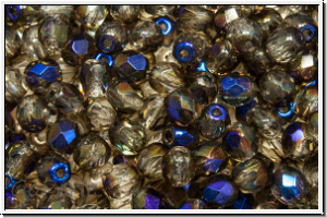 B�hm. Glasschliffperle, feuerpol., 4mm, crystal, trans., half azuro, 50 Stk.