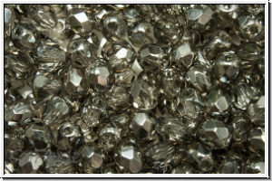 B�hm. Glasschliffperle, feuerpol., 4mm, crystal, trans., half chrome, 50 Stk.