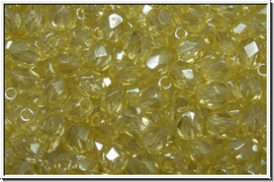 B�hm. Glasschliffperle, feuerpol., 4mm, crystal, trans., yellow luster, 50 Stk.