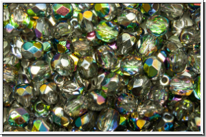 B�hm. Glasschliffperle, feuerpol., 4mm, crystal, trans., half vitrail med., 50 Stk.