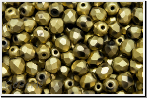 B�hm. Glasschliffperle, feuerpol., 4mm, brass, met., antique, 50 Stk.