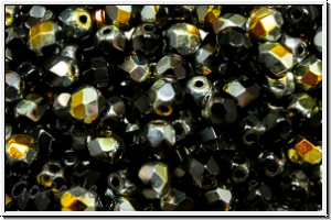 B�hm. Glasschliffperle, feuerpol., 4mm, black, op., half marea, 50 Stk.