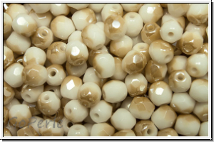 B�hm. Glasschliffperle, feuerpol., 4mm, white, op., half honey luster, 50 Stk.