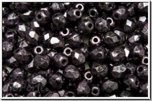 B�hm. Glasschliffperle, feuerpol., 4mm, lila, met., antique, 50 Stk.
