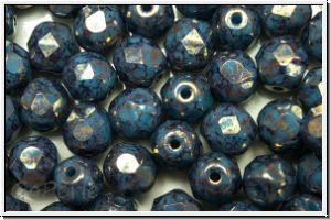 B�hm. Glasschliffperle, feuerpol., 6mm, aqua, op., lila marbled, 25 Stk.