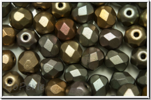 B�hm. Glasschliffperle, feuerpol., 6mm, purple-golden-MIX, met., satin, 25 Stk.
