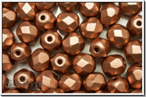 B�hm. Glasschliffperle, feuerpol., 6mm, copper, met., satin, 25 Stk.