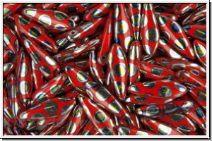 Dagger, 5x16mm, red, opaque, peacock, vitrail, 20 Stk.