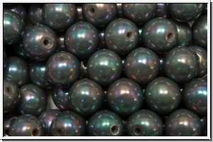 b�hm. Glasperle, rund, 6mm, grey, op., nebula, 25 Stk.