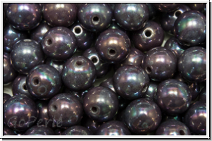 b�hm. Glasperle, rund, 6mm, lavender, dk., op., nebula, 25 Stk.