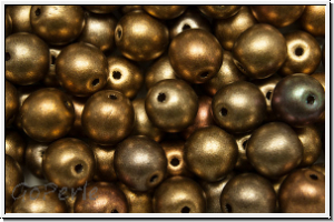 b�hm. Glasperle, rund, 6mm, purple/gold-Mix, met., satin, 25 Stk.