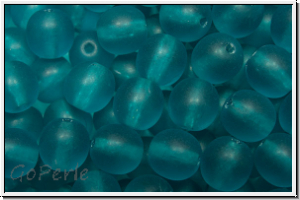 b�hm. Glasperle, rund, 6mm, indicolite, trans., matte, 25 Stk.