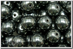 b�hm. Glasperle, rund, 8mm, hematite, met., 10 Stk.