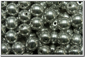 b�hm. Glasperle, rund, 6mm, crystal, trans., full silver, 25 Stk.