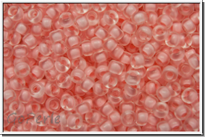 RR-11-1934, MIYUKI Rocailles, 11/0, crystal, trans., pale rose-ld., semi matte, 10g