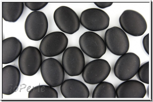 B�hm. Glasperle, Olive, flach, 12x9x4,5mm, black, opaque, matt, 1 Stk.
