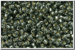 RR-11-0021l, MIYUKI Rocailles, 11/0, grey, lt., trans., silver-ld., 10g