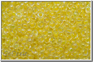 RR-11-0273, MIYUKI Rocailles, 11/0, crystal, trans., lt. yellow-ld., AB, 10g