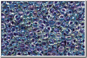 RR-11-0274, MIYUKI Rocailles, 11/0, crystal, trans., amethyst-ld., AB, 10g