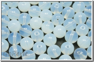 b�hm. Glasperle, rund, 8mm, white, opal, 10 Stk.