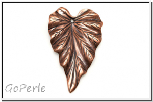 Anh�nger "Detailed Leaf" TRINITY BRASS, 23x37mm, anitkkupferfb., Messing, 1 Stk.