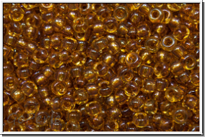 RR-11-0377, MIYUKI Rocailles, 11/0, topaz, lt., trans., spkl. topaz-ld., AB, 10g