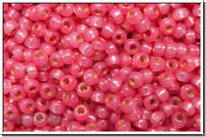 RR-11-4239, MIYUKI Rocailles, 11/0, pink, hot (dyed), trans., silver-ld., duracoat, 10g