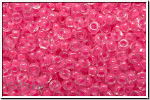 RR-11-4301, MIYUKI Rocailles, 11/0, crystal, trans., neon wild strawberry-ld., luminous, 10g