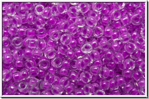 RR-11-4303, MIYUKI Rocailles, 11/0, crystal, trans., neon crazy plum-ld., luminous, 10g
