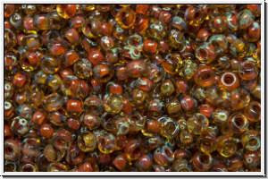 RR-11-4501, MIYUKI Rocailles, 11/0, saffron, trans., picasso, 10g