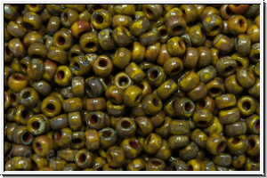 RR-11-4519, MIYUKI Rocailles, 11/0, yellow, op., picasso, 10g