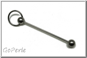Wechselstab mit Kugeln und Anh�ngerschlaufe, 59mm, antiksilberf., Edelstahl, 1 Stk.