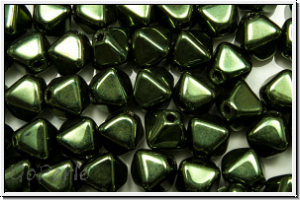 b�hm. Glasperle, Bicone, 6mm, green, met., 30 Stk.