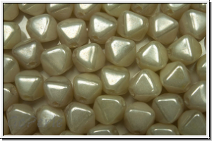 b�hm. Glasperle, Bicone, 6mm, white, opal, luster, 30 Stk.