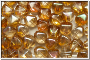 b�hm. Glasperle, Bicone, 6mm, crystal, trans., half copper luster, 30 Stk.