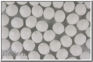 B�hm. Glasschliffperle, feuerpol., 8mm, white, op., 10 Stk.