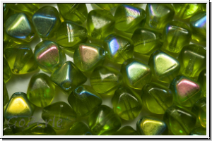 b�hm. Glasperle, Bicone, 6mm, olivine, trans., AB, 30 Stk.