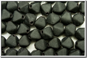 b�hm. Glasperle, Bicone, 6mm, black, op., matte, 30 Stk.