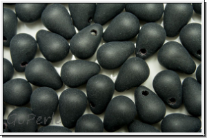 Drop Beads, 4x6mm, black, op., matte, 20 Stk.