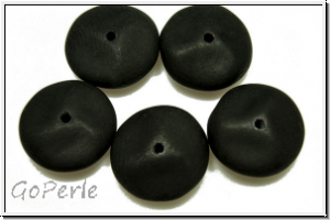 b�hm. Glasperle, Disc, 12mm, black, op., matte, 5 Stk.