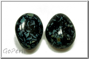 B�hm. Glasperle, Nugget, 17x14x9mm, black, op., picasso, 1 Stk.