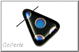 B�hm. Glasperle, Dreieck, 14x18mm, black, op., peacock, 5 Stk.