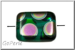 B�hm. Glasperle, Rectangle, 20x15mm, teal, trans., peacock, 1 Stk.