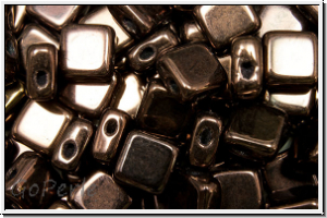 TILE-Beads, diagonal, 6x6mm, black, op., vega luster, 25 Stk.