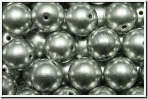 b�hm. Glasperle, rund, 8mm, silver, met., satin, 10 Stk.