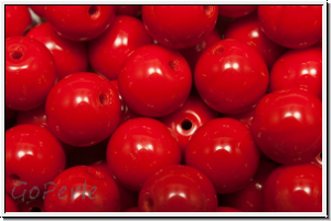 b�hm. Glasperle, rund, 8mm, red, op., 10 Stk.